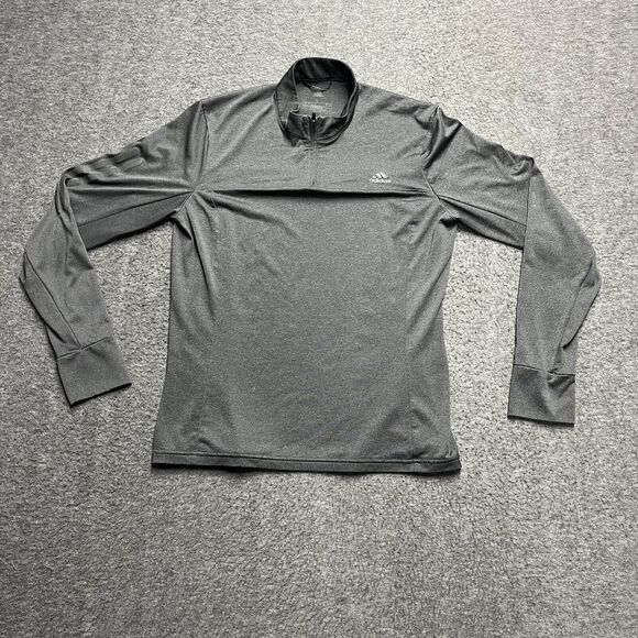 Adidas AeroReady Long Sleeve 1/4 Zip Pullover Shirt Top Women's Size Large Gray - Picture 1 of 7
